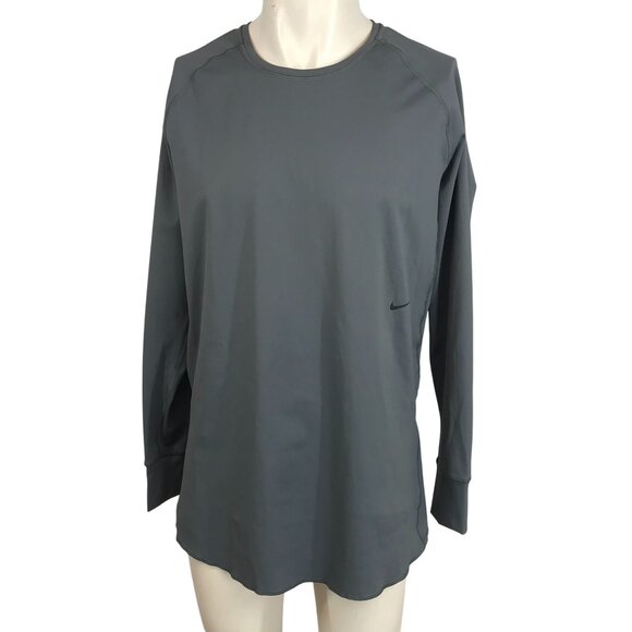 NIKE - MEN'S XL - GRAY DRI FIT ADV - APS LONG SLEEVE CREW NECK SLIM FIT SHIRT - Picture 1 of 12